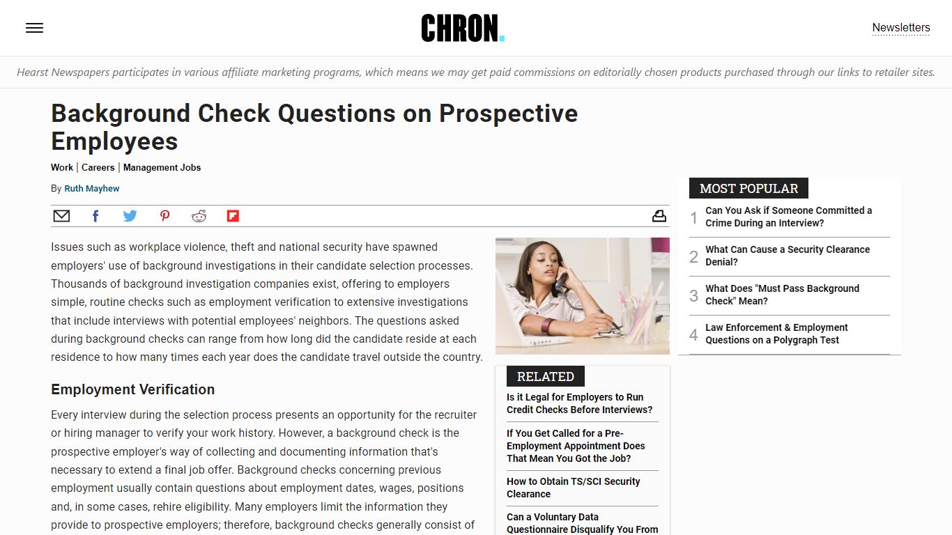 Background Check Questions on Prospective Employees - Chron